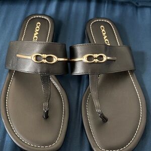 Coach Black Sandals with Gold Accent